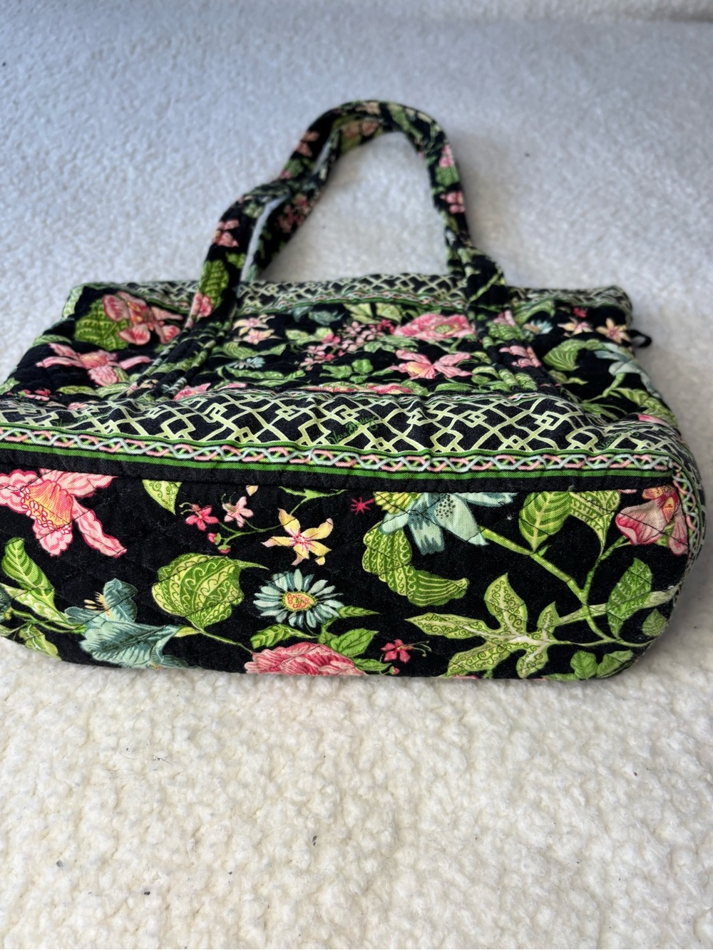 Vera Bradley Green Botanica Vintage Quilted Shoulder Tote Bag - Picture 5 of 14